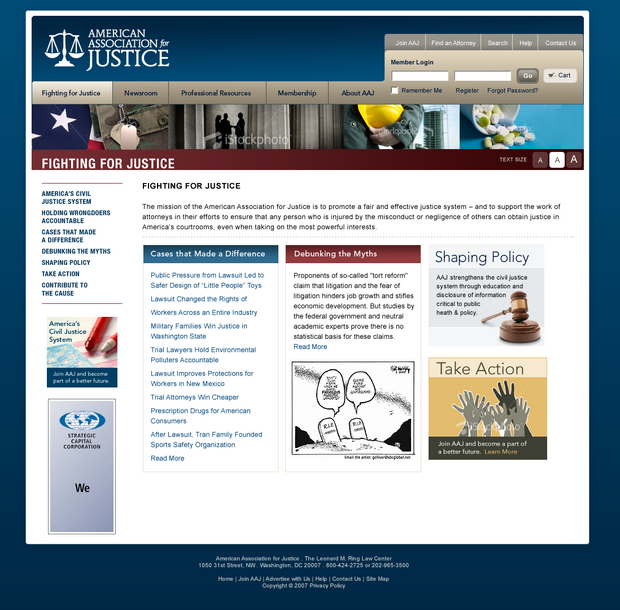Miller Systems American Association for Justice Web Site Design